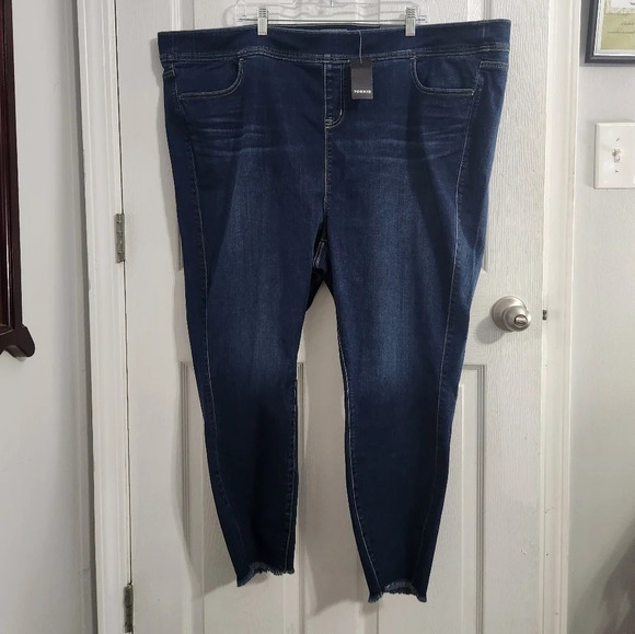 NWT Torrid Lean Jean plus elastic waist stretch raw hem denim size 5R 5X - Picture 10 of 14